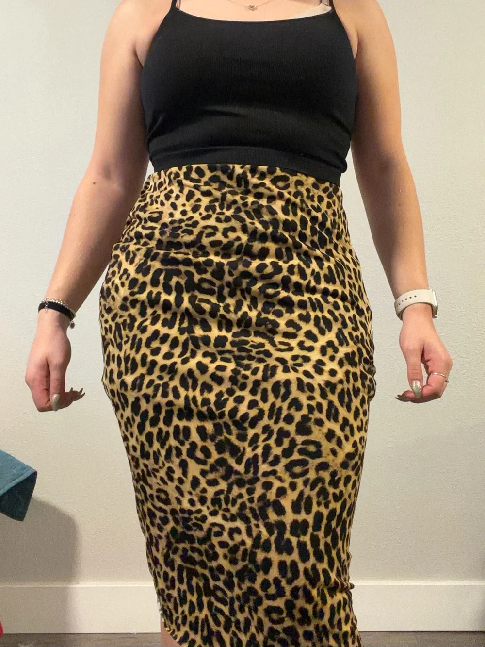 Vince Camuto Leopard Print Midi Pencil Skirt
